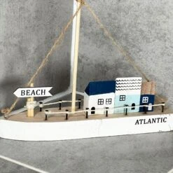 Darthome Limited Wooden Blue Boat Houses Ornament -Decor Garden Shop IMG E3849