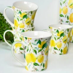 Darthome Limited Set Of 4 Lemon Tree Mugs Gift Boxed