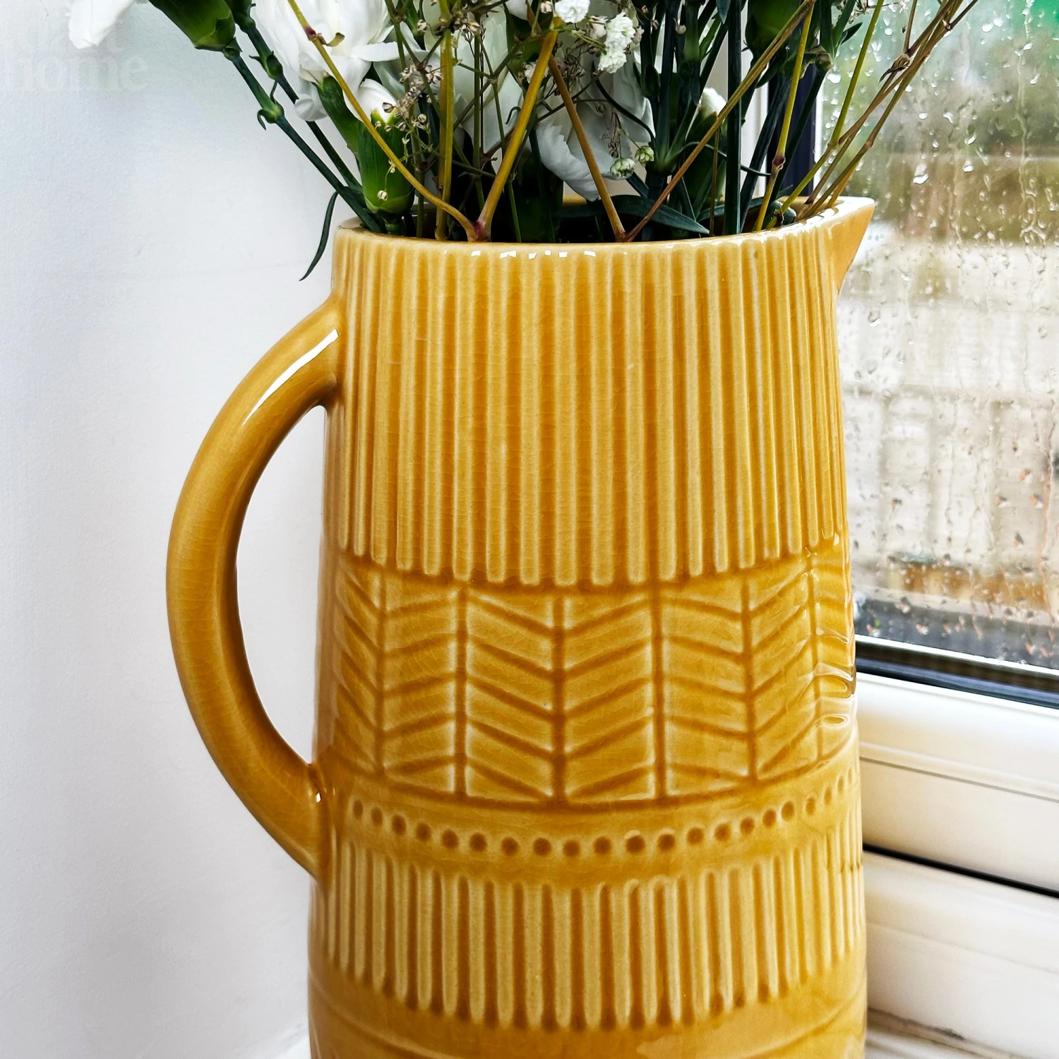 Darthome Limited Mustard Patterned Jug Vase 3 Darthome Limited Mustard Patterned Jug Vase - Image 3