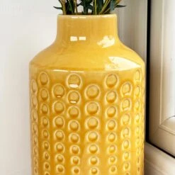 Darthome Limited Mustard Round Indented Ceramic Vase 9 Darthome Limited Mustard Round Indented Ceramic Vase -Decor Garden Shop IMG E3972