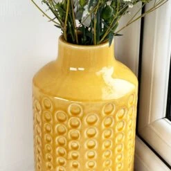 Darthome Limited Mustard Round Indented Ceramic Vase 10 Darthome Limited Mustard Round Indented Ceramic Vase -Decor Garden Shop IMG E3975 990b9013 415e 4b1a 8677 f0dc67e0f0ab