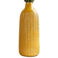 Darthome Limited Mustard Chevron Ceramic Bottle Vase 11 Darthome Limited Mustard Chevron Ceramic Bottle Vase -Decor Garden Shop IMG E3981copy