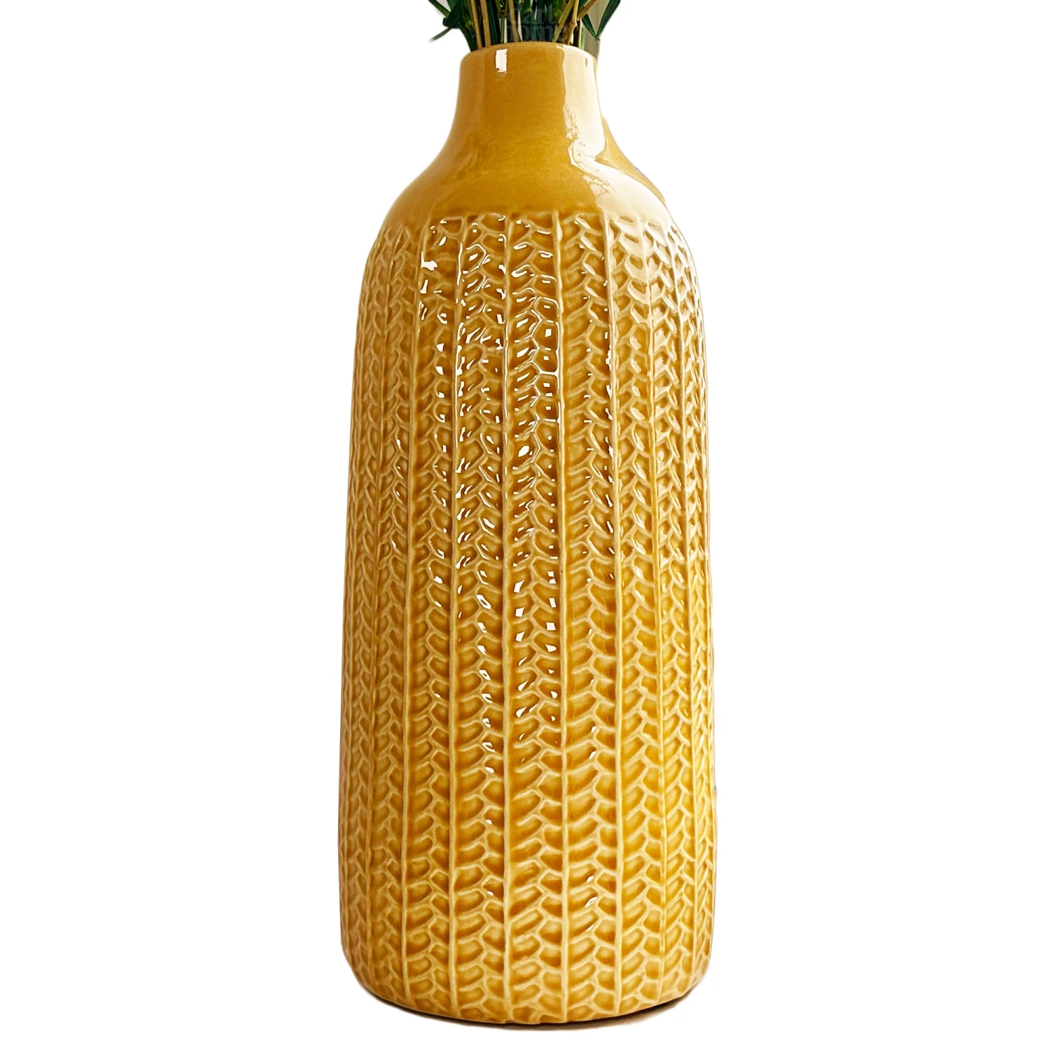 Darthome Limited Mustard Chevron Ceramic Bottle Vase 6 Darthome Limited Mustard Chevron Ceramic Bottle Vase - Image 6
