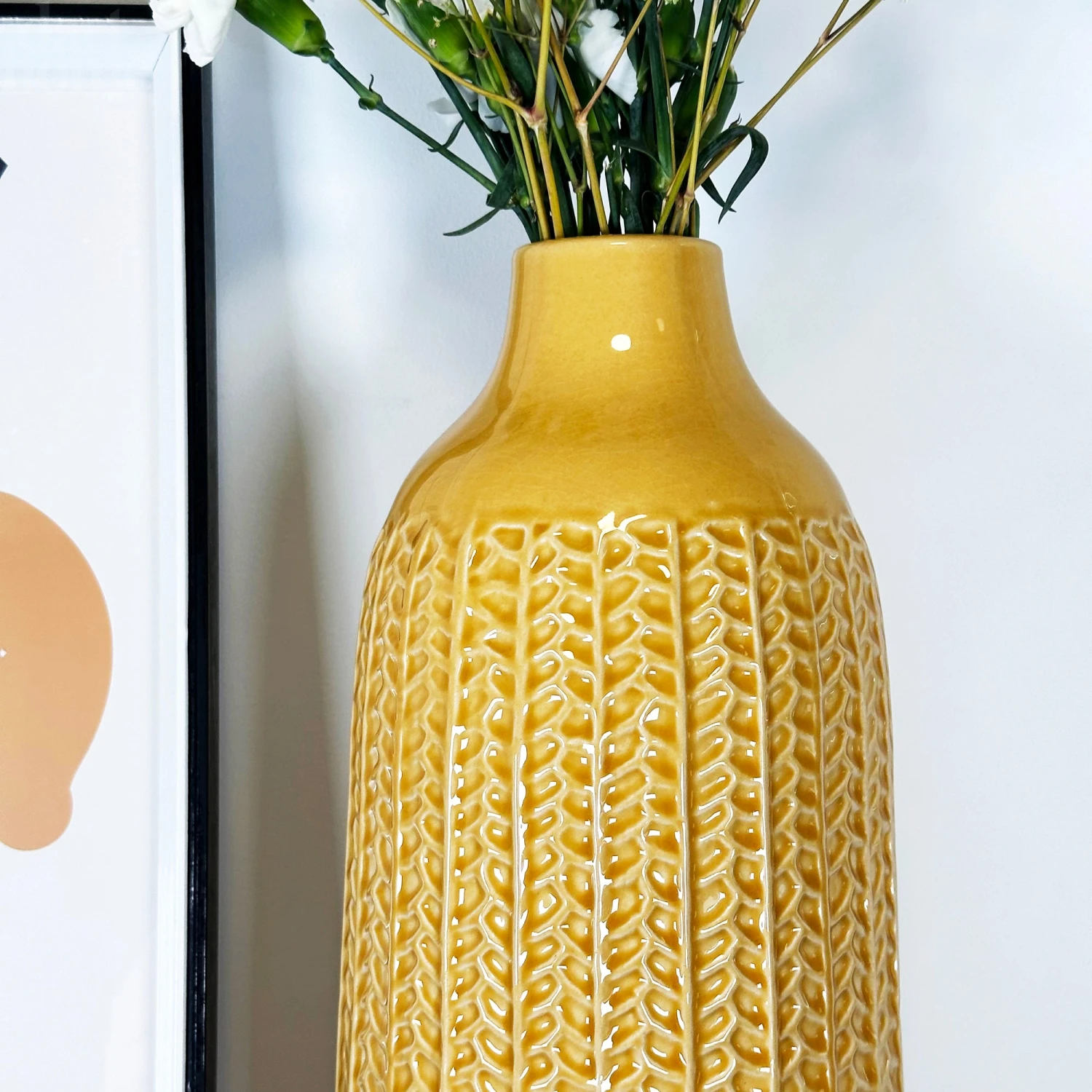 Darthome Limited Mustard Chevron Ceramic Bottle Vase 2 Darthome Limited Mustard Chevron Ceramic Bottle Vase - Image 2