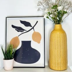 Darthome Limited Mustard Chevron Ceramic Bottle Vase 10 Darthome Limited Mustard Chevron Ceramic Bottle Vase -Decor Garden Shop IMG E3994