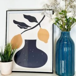 Darthome Limited Blue Lined Ceramic Bottle Vase -Decor Garden Shop IMG E4003