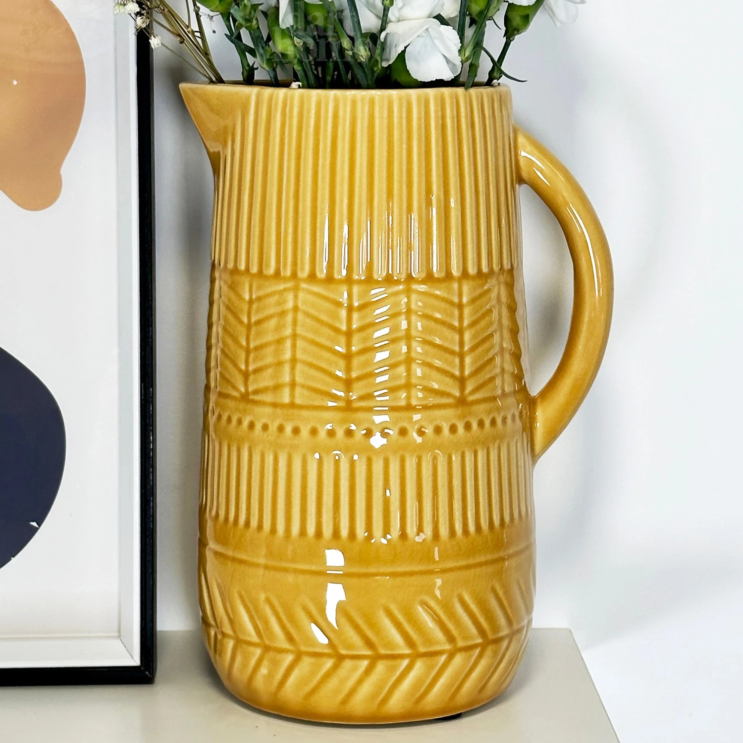 Darthome Limited Mustard Patterned Jug Vase 1 Darthome Limited Mustard Patterned Jug Vase