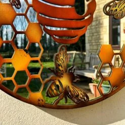 Darthome Limited Honeycomb Beehive Mirrored Wall Art 60cm -Decor Garden Shop IMG E4187