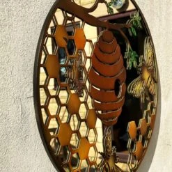 Darthome Limited Honeycomb Beehive Mirrored Wall Art 60cm -Decor Garden Shop IMG E4189