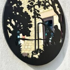 Darthome Limited Black Fishing Boy Mirrored Wall Art 45cm -Decor Garden Shop IMG E4217