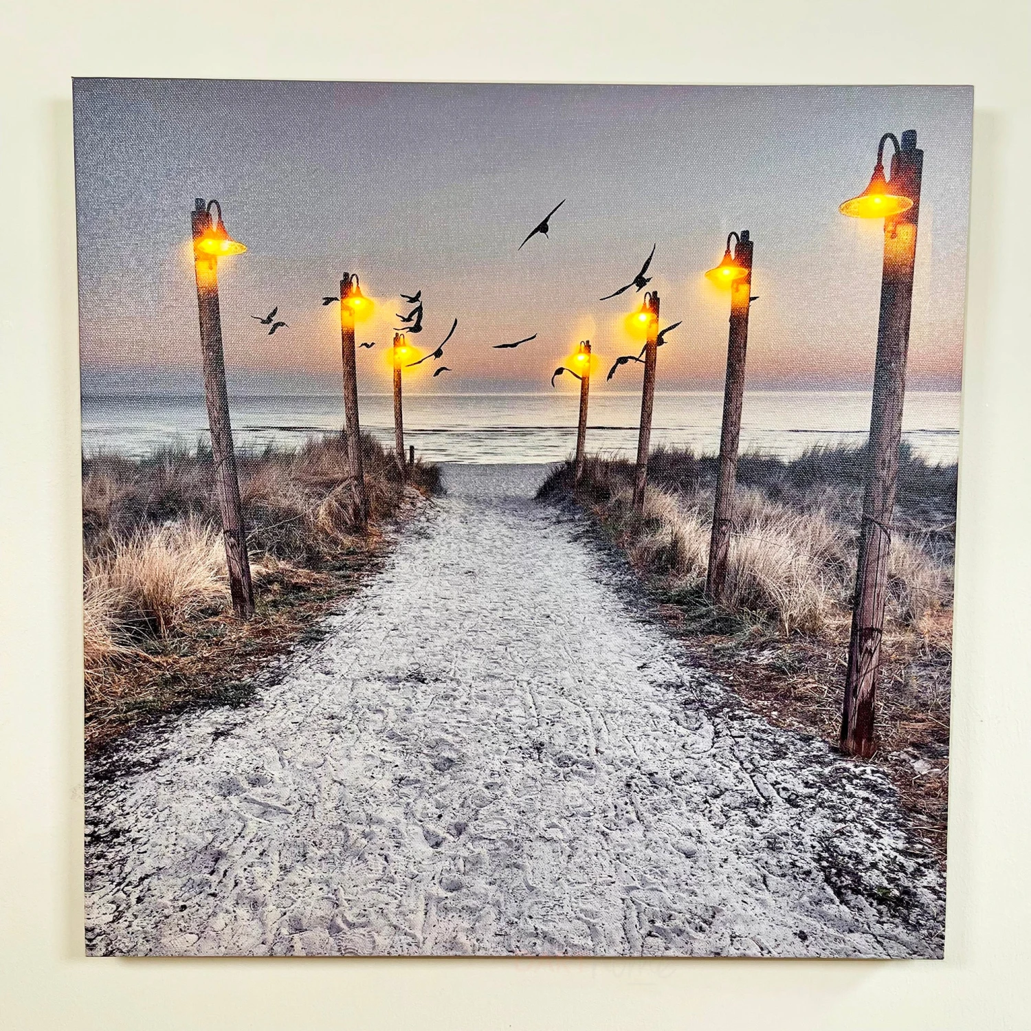 Darthome Limited Seashore Beach LED Canvas Wall Art 40x40cm 1 Darthome Limited Seashore Beach LED Canvas Wall Art 40x40cm