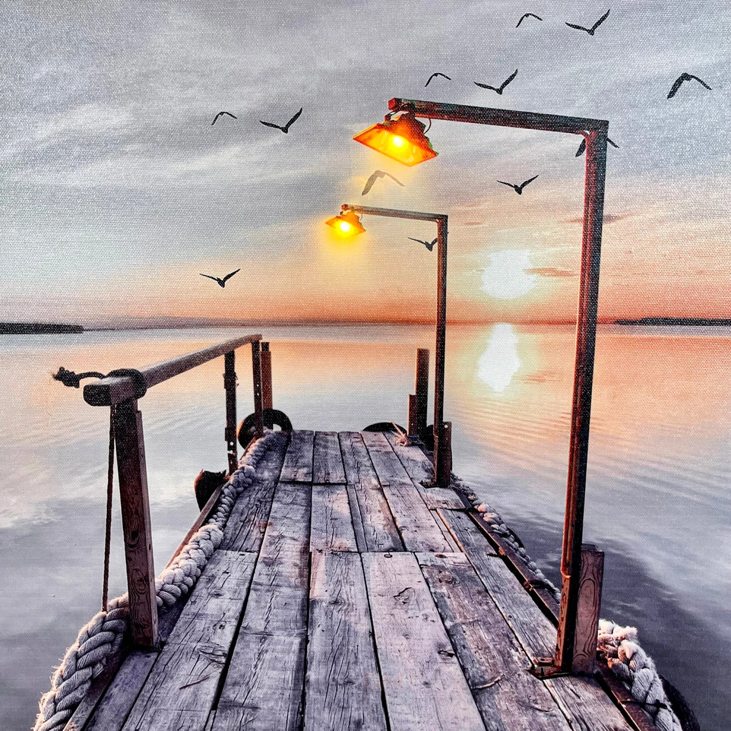 Darthome Limited Seashore LED Jetty Canvas Wall Art 40x40cm 2 Darthome Limited Seashore LED Jetty Canvas Wall Art 40x40cm - Image 2