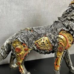Darthome Limited Silver Steampunk Howling Wolf Ornament 12 Darthome Limited Silver Steampunk Howling Wolf Ornament -Decor Garden Shop IMG E4258
