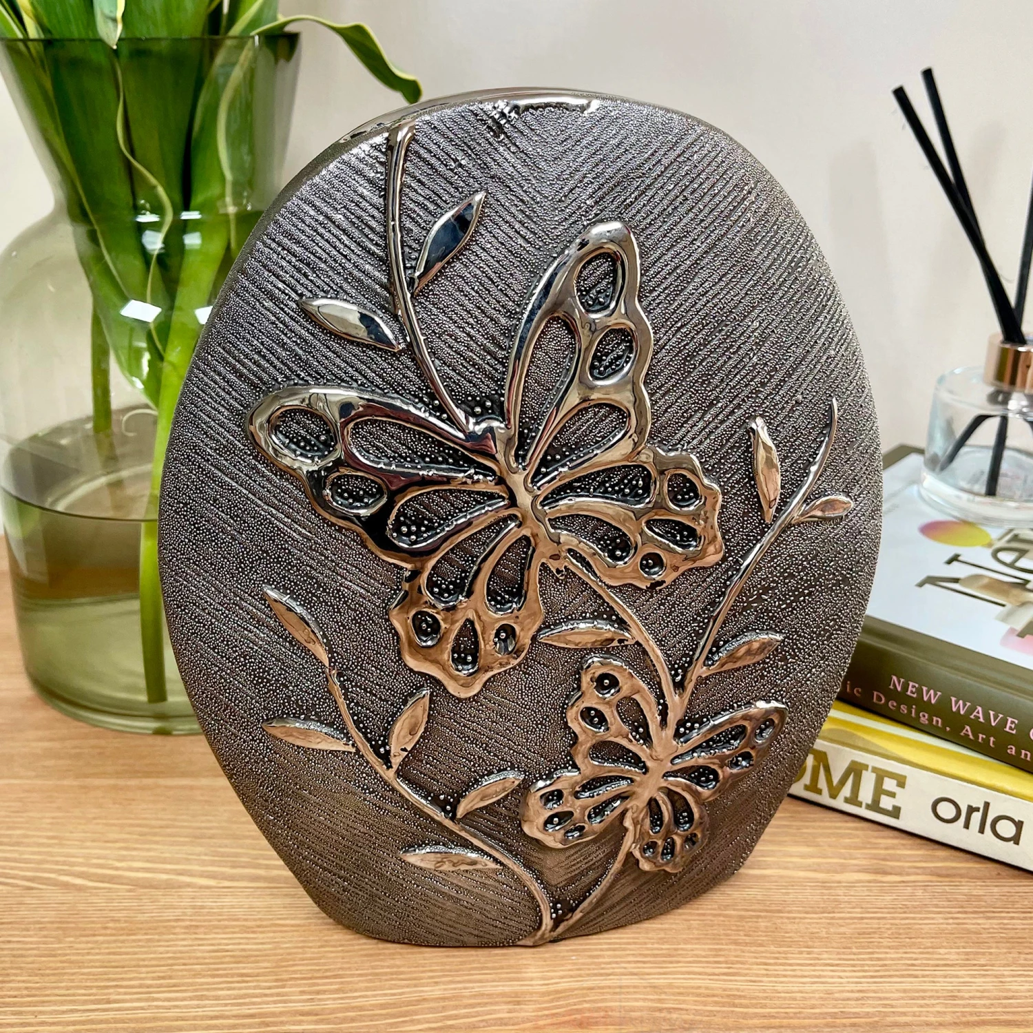 Darthome Limited Gun Metal Ceramic Butterfly Vase 1 Darthome Limited Gun Metal Ceramic Butterfly Vase