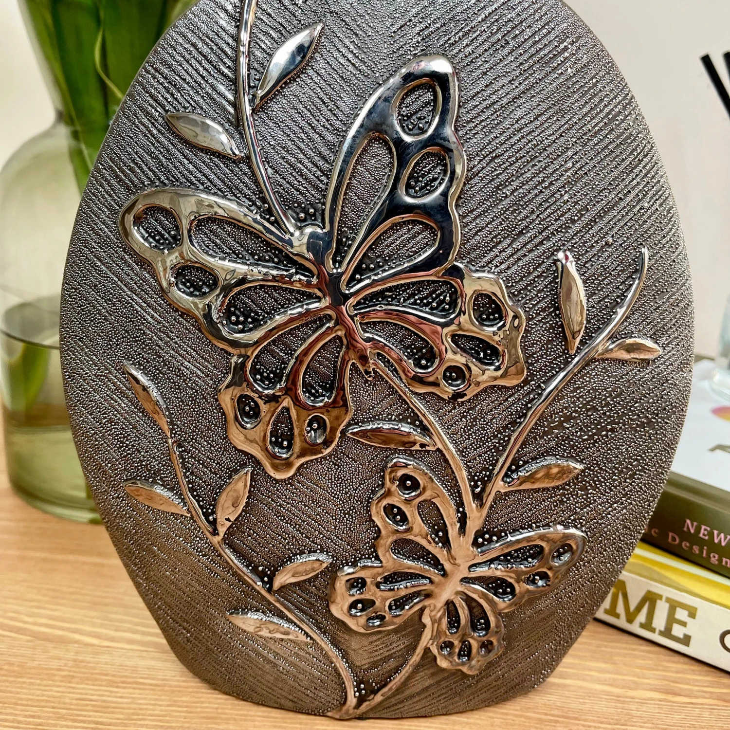 Darthome Limited Gun Metal Ceramic Butterfly Vase 2 Darthome Limited Gun Metal Ceramic Butterfly Vase - Image 2