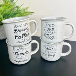 Darthome Limited Speckled Slogan Script Mugs Set 400ml
