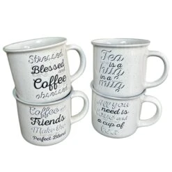Darthome Limited Speckled Slogan Script Mugs Set 400ml -Decor Garden Shop IMG E4561copy