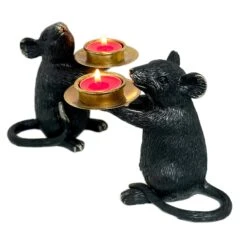 Darthome Limited Black And Gold Mouse Candle Holder Pair -Decor Garden Shop IMG E4574copy