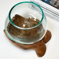 Darthome Limited Molten Glass Bowl With Hand Of Hope Teak Wood Stand 14 Darthome Limited Molten Glass Bowl With Hand Of Hope Teak Wood Stand -Decor Garden Shop IMG E4693