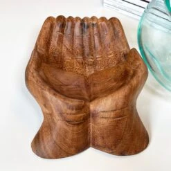 Darthome Limited Molten Glass Bowl With Hand Of Hope Teak Wood Stand 17 Darthome Limited Molten Glass Bowl With Hand Of Hope Teak Wood Stand -Decor Garden Shop IMG E4696