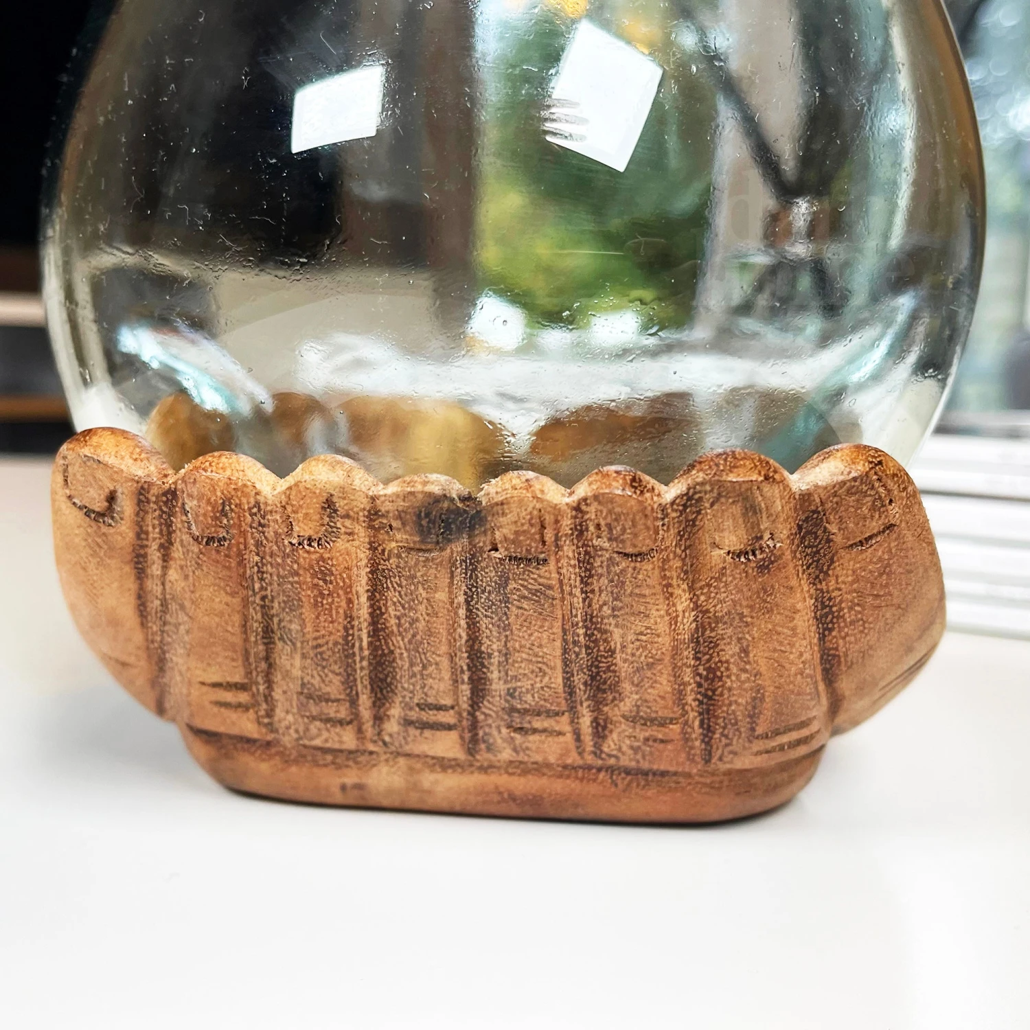 Darthome Limited Molten Glass Bowl With Hand Of Hope Teak Wood Stand 10 Darthome Limited Molten Glass Bowl With Hand Of Hope Teak Wood Stand - Image 10