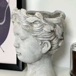 Darthome Limited Stone Effect Goddess Head Pot Cover -Decor Garden Shop IMG E4757