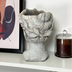 Darthome Limited Stone Effect Goddess Head Pot Cover -Decor Garden Shop IMG E4758