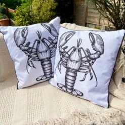 Darthome Limited White & Black Lobster Outdoor Cushion -Decor Garden Shop IMG E4850 edited181 1