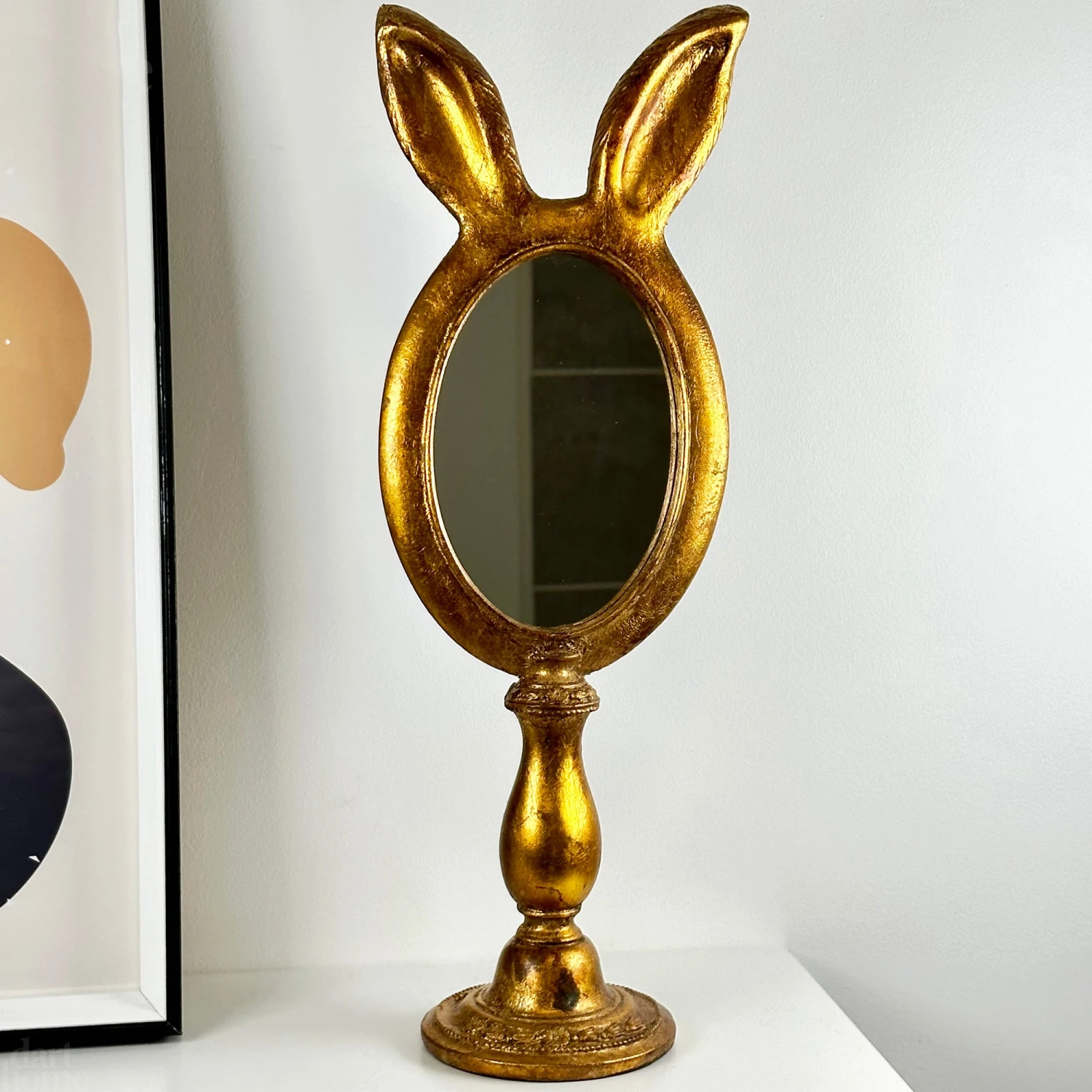 Darthome Limited Antique Gold Rabbit Ears Table Mirror 1 Darthome Limited Antique Gold Rabbit Ears Table Mirror