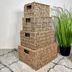 Darthome Limited Natural Lidded Seagrass Hampers