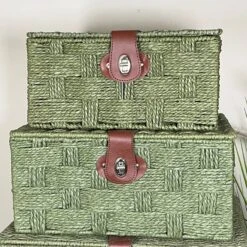 Darthome Limited Forest Green Paper Rope Storage Hampers -Decor Garden Shop IMG E5066