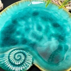 Darthome Limited Ceramic Teal Blue Shell Trinket Dish -Decor Garden Shop IMG E5239