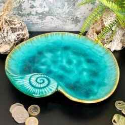 Darthome Limited Ceramic Teal Blue Shell Trinket Dish