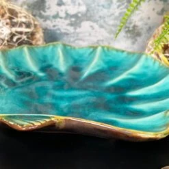 Darthome Limited Ceramic Teal Blue Scallop Shell Trinket Dish -Decor Garden Shop IMG E5254