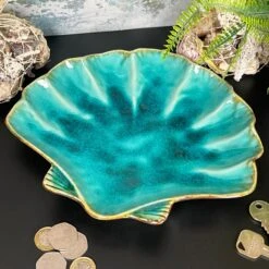 Darthome Limited Ceramic Teal Blue Scallop Shell Trinket Dish