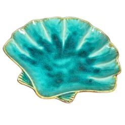 Darthome Limited Ceramic Teal Blue Scallop Shell Trinket Dish -Decor Garden Shop IMG E5257copy