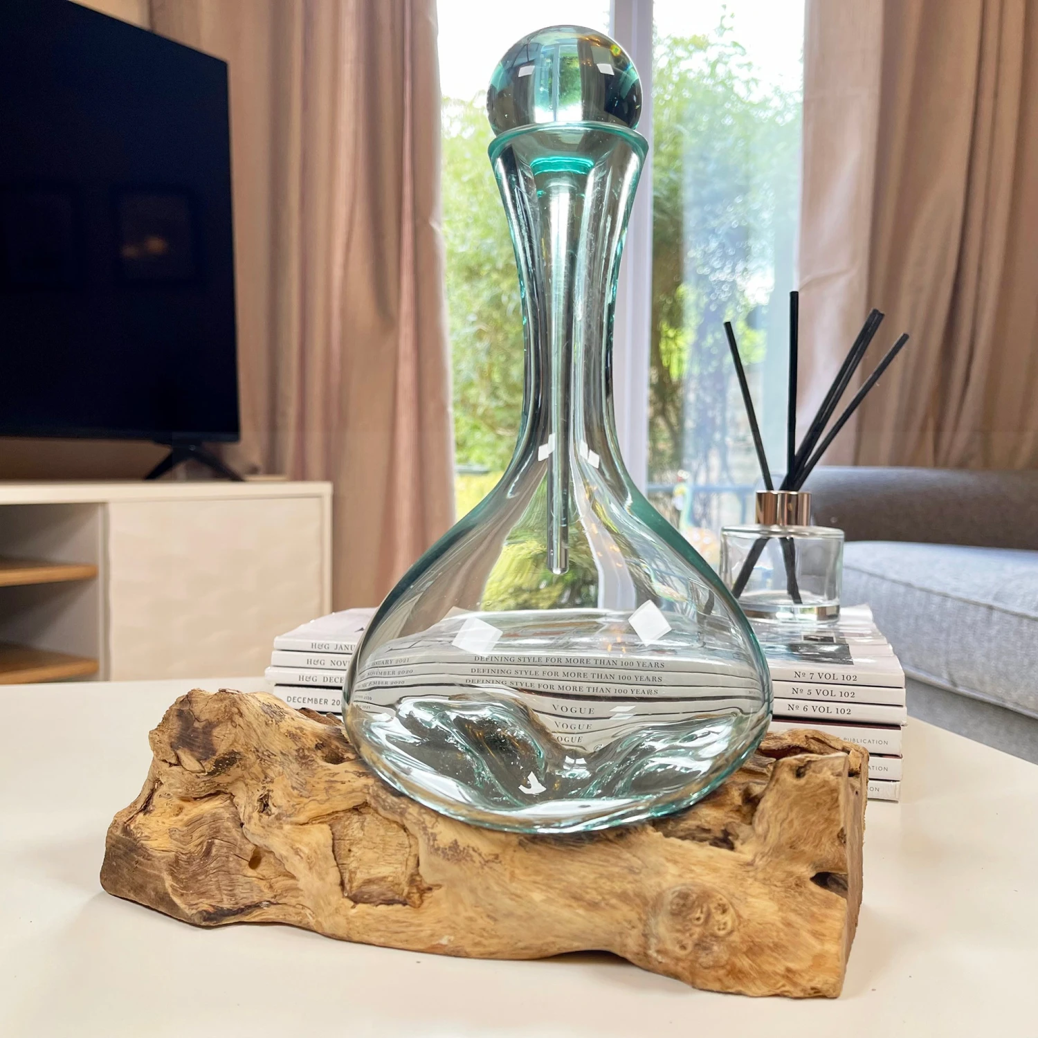 Darthome Limited Molten Glass Decanter Teak Root Stand 7 Darthome Limited Molten Glass Decanter Teak Root Stand - Image 7