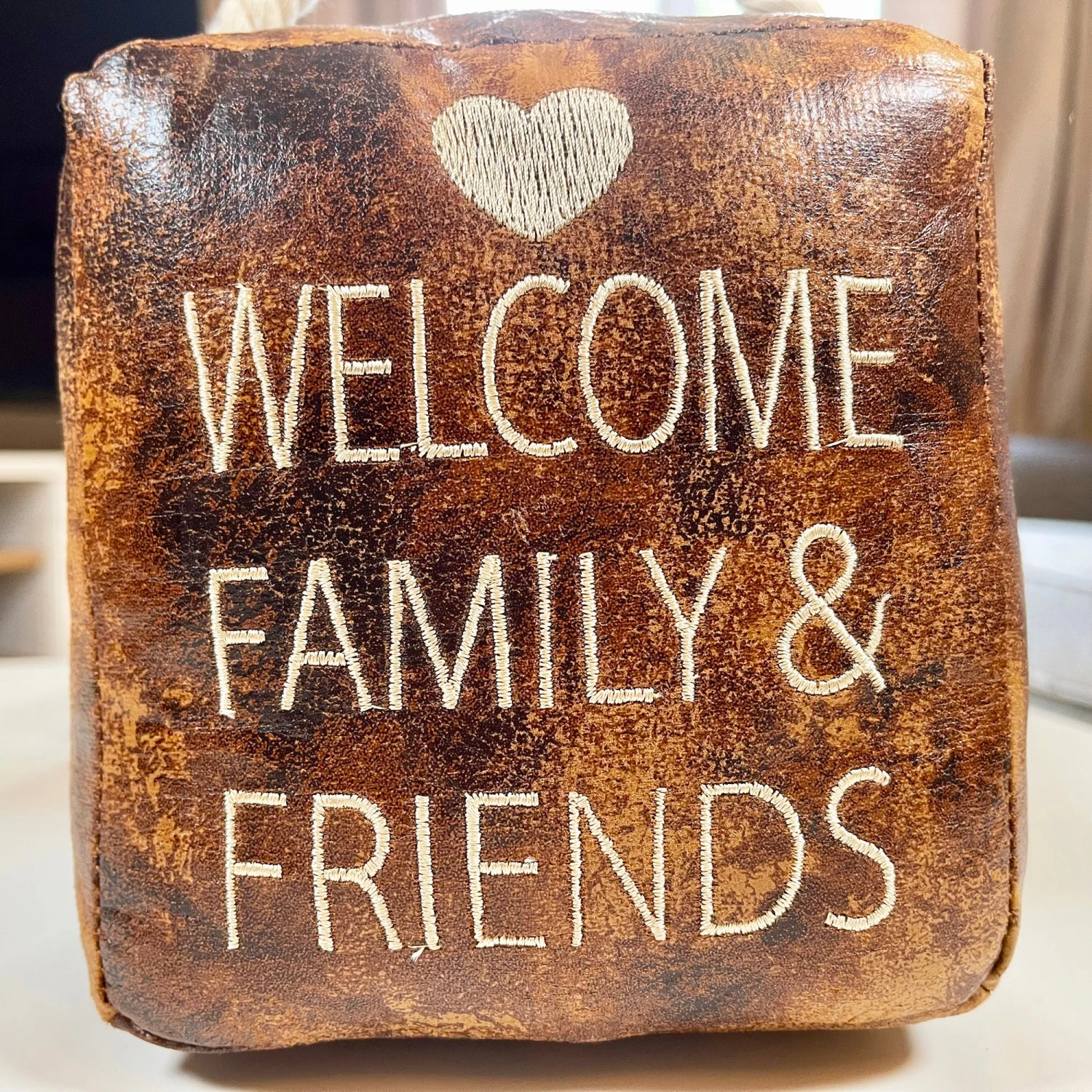 Darthome Limited Faux Leather Welcome Cube Doorstop 2 Darthome Limited Faux Leather Welcome Cube Doorstop - Image 2