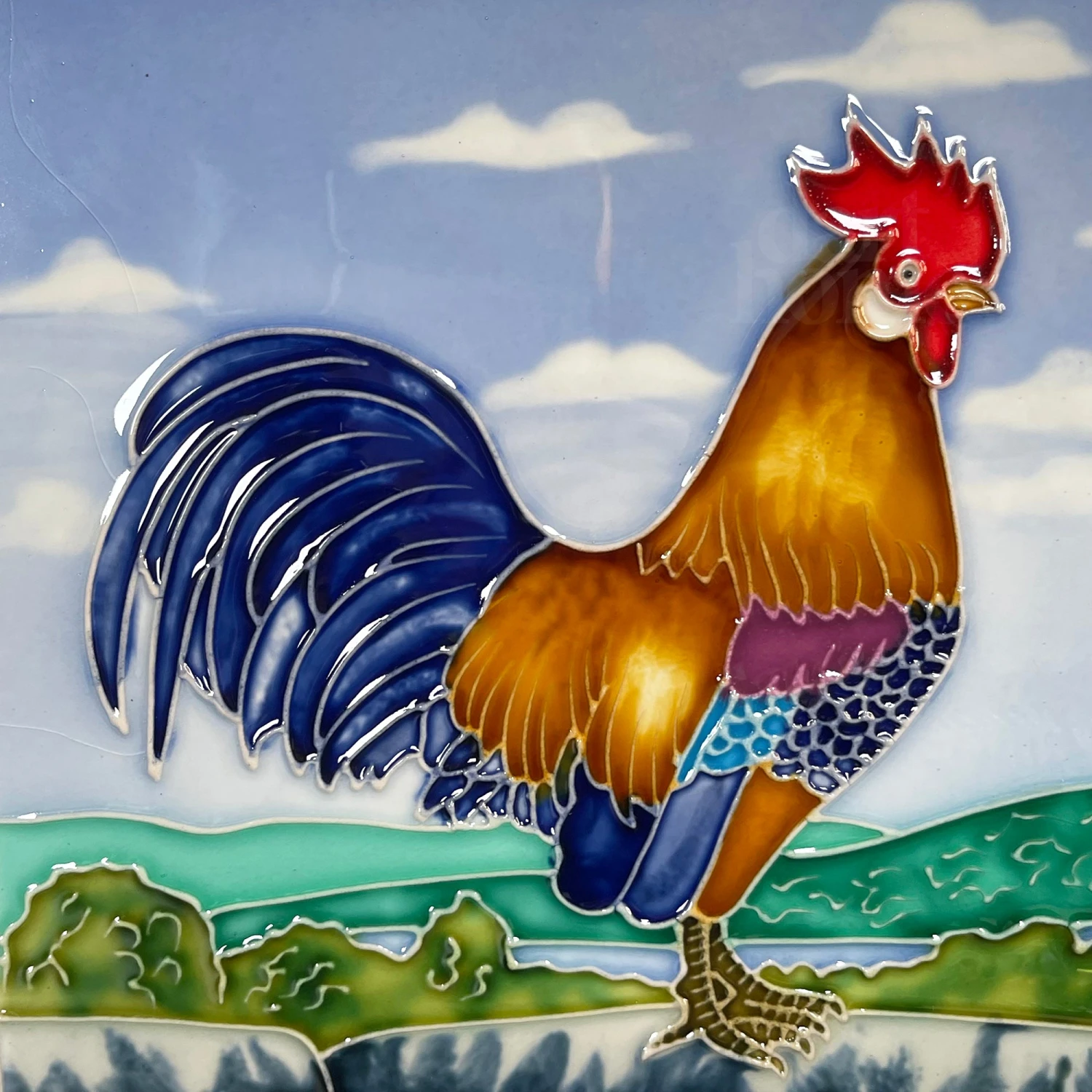 Darthome Limited Cockerel Ceramic Art Tile 8x8" 2 Darthome Limited Cockerel Ceramic Art Tile 8x8" - Image 2