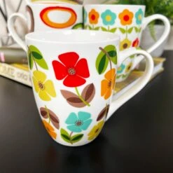 Darthome Limited Ceramic Set Of 4 Retro 70s Mugs 350ml -Decor Garden Shop IMG E5461