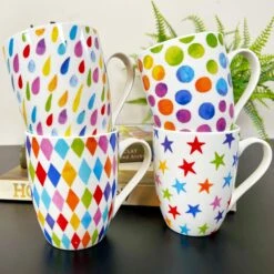 Darthome Limited Ceramic Set Of 4 Bright Spark Mugs 350ml