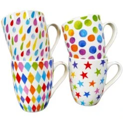 Darthome Limited Ceramic Set Of 4 Bright Spark Mugs 350ml -Decor Garden Shop IMG E5494copy