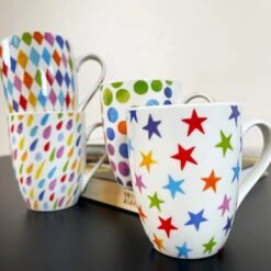 Darthome Limited Ceramic Set Of 4 Bright Spark Mugs 350ml -Decor Garden Shop IMG E5506
