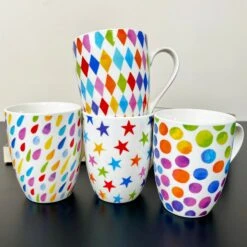 Darthome Limited Ceramic Set Of 4 Bright Spark Mugs 350ml -Decor Garden Shop IMG E5512