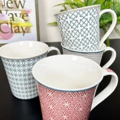 Darthome Limited Bone China Set Of 4 Geometric Mugs 380ml -Decor Garden Shop IMG E5531