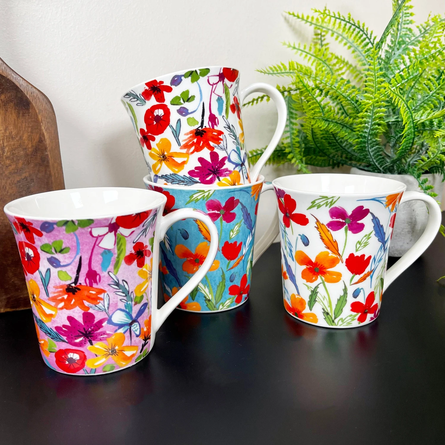 Darthome Limited Set Of 4 Full Floral Bloom Mugs 380ml 1 Darthome Limited Set Of 4 Full Floral Bloom Mugs 380ml