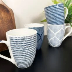 Darthome Limited Set Of 4 Mediterranean Blue Weave Mugs 350ml -Decor Garden Shop IMG E5635