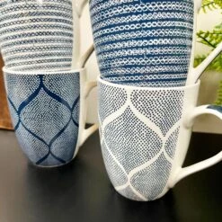 Darthome Limited Set Of 4 Mediterranean Blue Weave Mugs 350ml -Decor Garden Shop IMG E5647