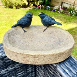 Darthome Limited Resin Birds On Bowl Bird Bath