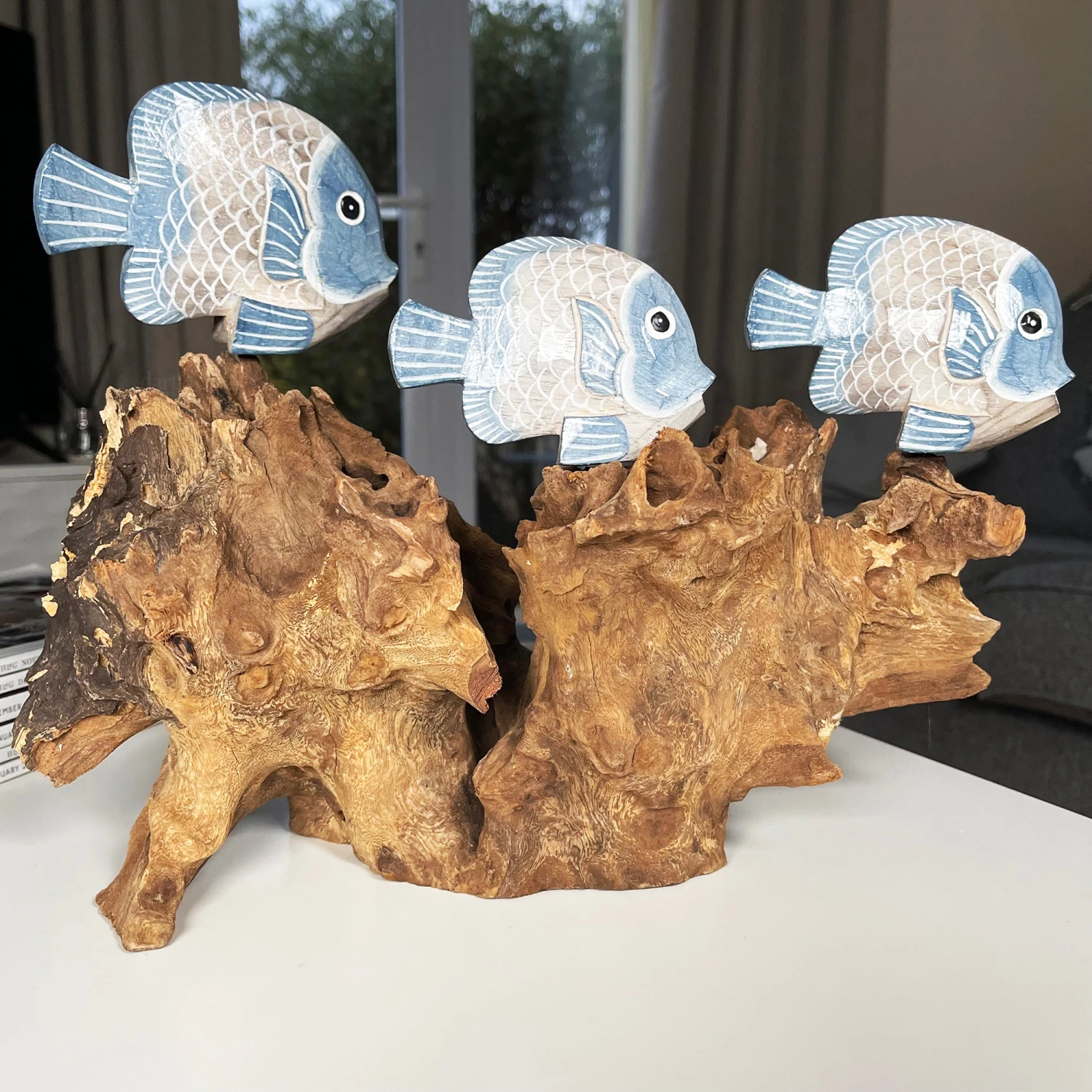 Darthome Limited Blue Fish On Teak Root Coral Reef Sculpture 1 Darthome Limited Blue Fish On Teak Root Coral Reef Sculpture